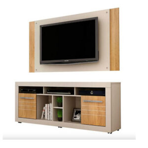 Rack com Painel Firenze Cor Detalhe Branco