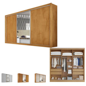 Guarda Roupa 1pt Espelhada Casal 6 Portas Toronto